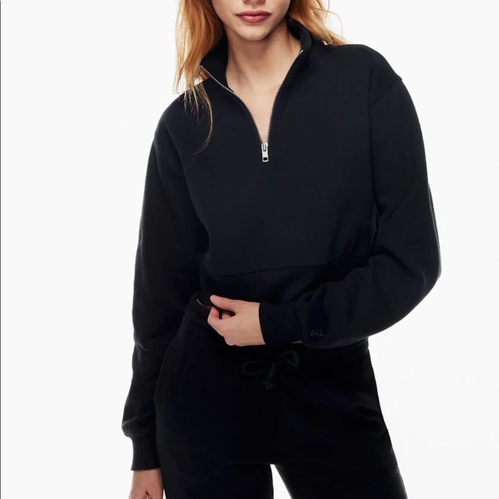 Aritzia Perfect 1/4 Zip Sweatshirt Black